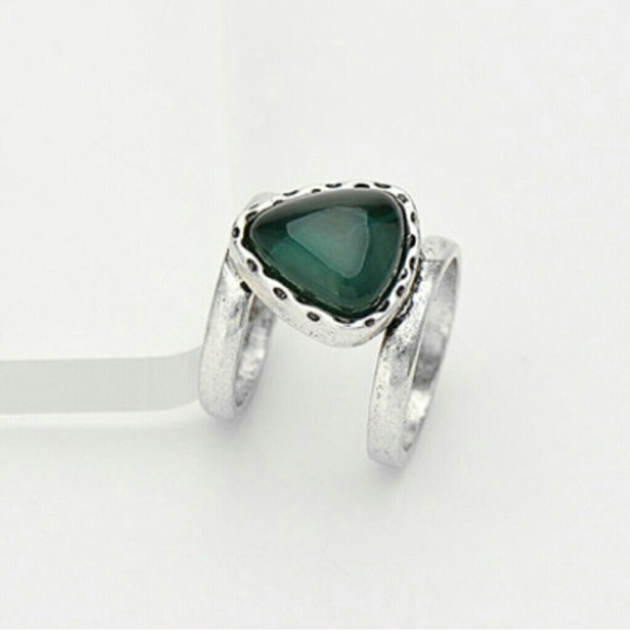 ππHPπLAST ONE! Stone midi ring silver /emerald - Picture 7 of 8